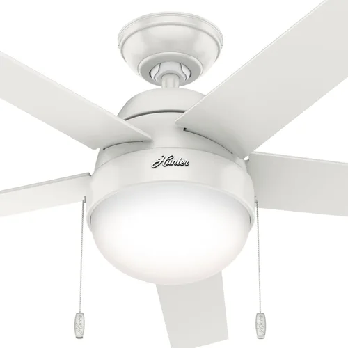 Vista 8 de Hunter Anslee, Ventilador de techo, para interiores, con luz LED, 52 pulgadas, blanco fresco Montaje estándar, cadena de tracción, 5 cuchillas