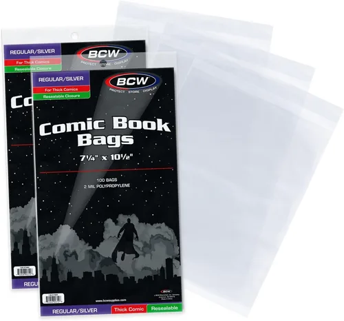 Vista 7 de BCW Bolsas de cómics de la Edad de Plata Gruesas resellables – 100 unidades Calidad de archivo, protección sin ácidos para cómics de la Edad