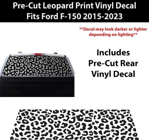 Vista 4 de BOGAR TECH DESIGNS Calcomanías de vinilo precortadas para parabrisas trasero con estampado de leopardo de animales, compatibles con Ford F-150 F150