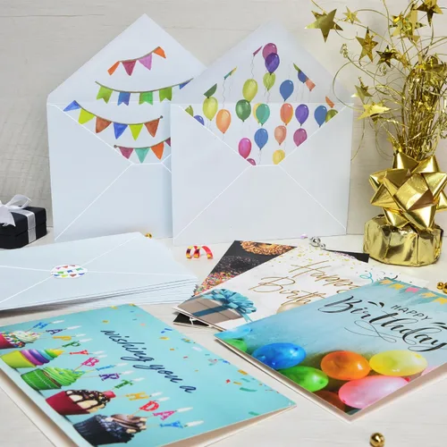 Vista 8 de 100 tarjetas de cumpleaños a granel con sobres, grandes 5 x 7, mensajes