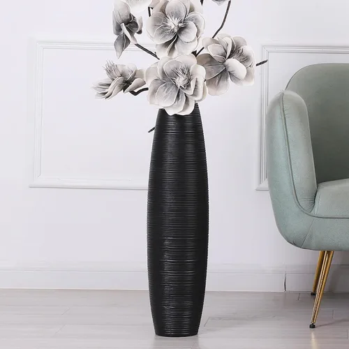 Vista 17 de Leewadee Florero grande de 20 pulgadas de poliresina para hierba de pampas, flores secas Negro