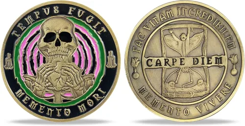 Vista 3 de Imasoner Memento Mori Coin Stoic Coin EDC Challenge Coin Stoicism Regalos para recordatorio