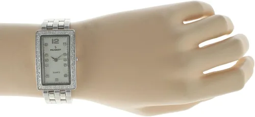 Vista 2 de Peugeot - Reloj de pulsera analógico con forma de tanque para mujer con brazalete de eslabones con bisel de cristal