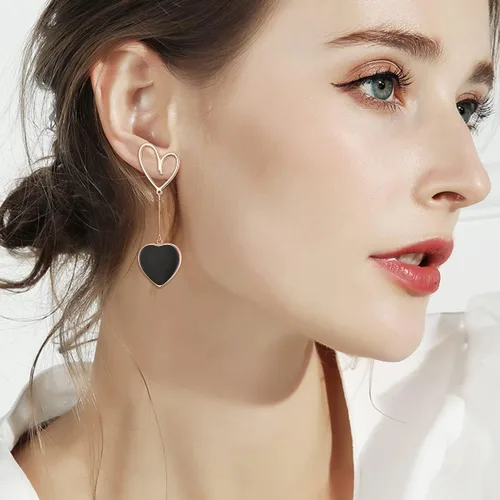 Vista 8 de Flyonce Juego de joyas de San Valentín para mujer, juego de joyas de corazón para mujer, collar con colgante de corazón, conjunto de aretes