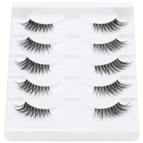 Vista 5 de Pestañas postizas de zanlufly, de aspecto natural, de media longitud, de visón, pestañas postizas de ojo de gato, banda invisible ligera