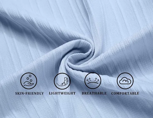 Vista 4 de COOFANDY - Camisas casuales para hombre de manga corta con botones, camisa de playa de verano con textura de moda