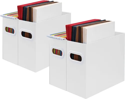 Vista 23 de Organizador de archivos colgante, organizador de carpetas de archivos de cartón para tamaño carta, caja de almacenamiento de documentos
