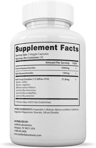 Vista 4 de Justified Laboratories (3 unidades) Hongus Clear 1.5 mil millones UFC pastillas probióticas 180 cápsulas