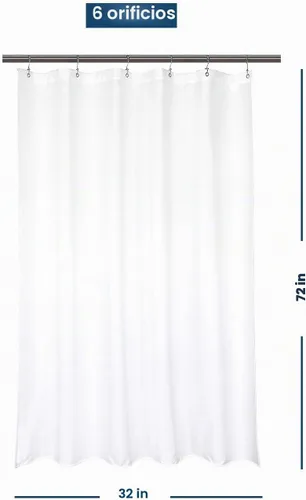 Vista 2 de Barossa Design - Cortina de ducha de tela impermeable para cabina de microfibra de calidad hotelera, 32" de ancho x 72" de alto, lavable a máquina