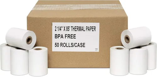 Vista 8 de Papel térmico de 1 3/4 pulgadas (44 mm) x 220 pies (50 rollos)