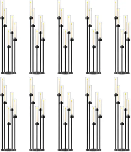 Vista 19 de Centros de mesa de candelabro negro de 35 pulgadas, 10 piezas, para mesas, 5 brazos, centros de mesa de boda para decoraciones