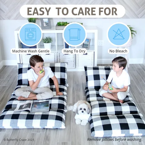 Vista 5 de Butterfly Craze - Funda de almohada para el suelo, funda de colchoneta, acogedora solución de asiento, cojín reclinable, perfecto para leer, ver tv