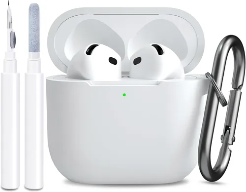 Vista 29 de Funda compatible con AirPods de 4ª generación, funda de silicona protectora suave con kit de limpieza, accesorios para Apple AirPods 4 Gen 2024, LED