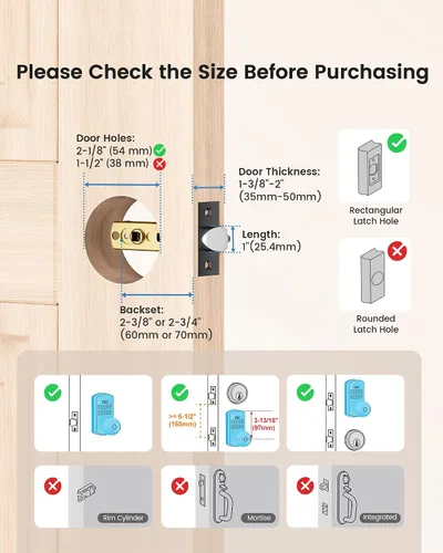Vista 6 de Hidalife Pomo de puerta inteligente con teclado, cerradura de puerta de entrada sin llave para puerta delantera, modo de paso fácil, código único