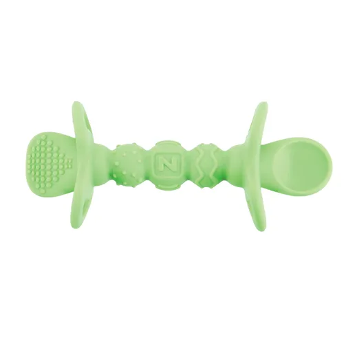 Vista 3 de Nuby Dipeez - Cucharas y cucharas de silicona 2 en 1 para autoalimentación, paquete de 2, utensilios para niños pequeños con asas de fácil agarre