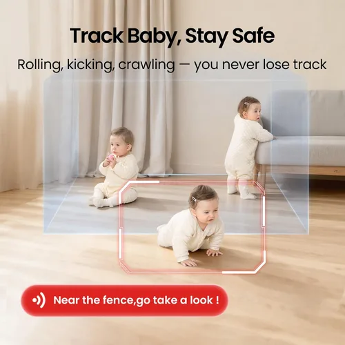 Vista 5 de Monai Baby Monitor with Camera and Audio, 3K UHD, 6X Zoom, WiFi Video Monitor for Room or Travel, Pan 350° Tilt 65°, AI Cry Detection, Virtual