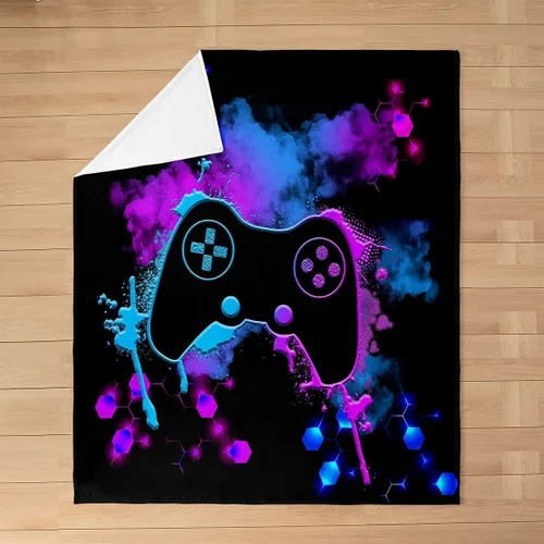 Vista 3 de Manta de franela de forro polar para el sofá de los juegos, con mando y joystick, para todas las estaciones, 40 x 50 pulgadas, novedosa manta