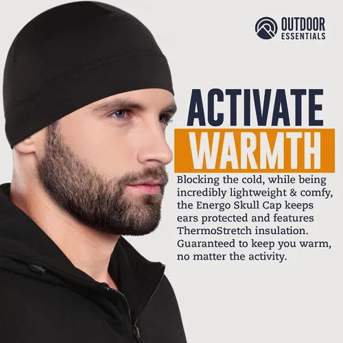 Vista 2 de OutdoorEssentials - Gorra para hombre Gorro de invierno para correr, esquí, ciclismo, se ajusta debajo de cascos
