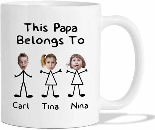 Vista 9 de Taza de regalo para abuelo, taza de café blanca con foto personalizada para nietos, regalo para el día del padre, papá, abuelo, abuelo, taza de café