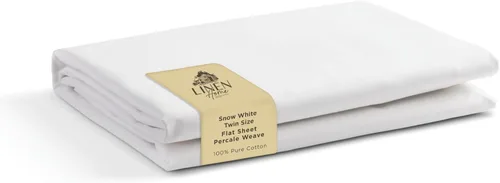 Vista 54 de Sábanas de 100% algodón percal, tamaño individual, 1 sábana encimera, ropa de cama fresca, resistente y transpirable, celeste