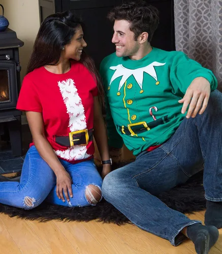 Vista 5 de Disfraz de elfo de Papá Noel Suéter navideño novedoso sudadera con cuello redondo Verde