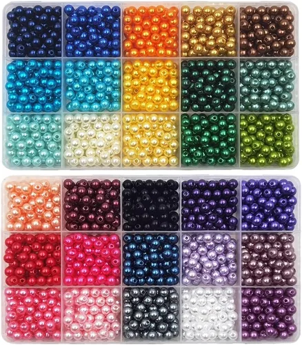 Vista 8 de Inspirelle 5400 piezas Cuentas de perlas de 4 mm 30 colores Cuentas de plástico para hacer joyería y manualidades
