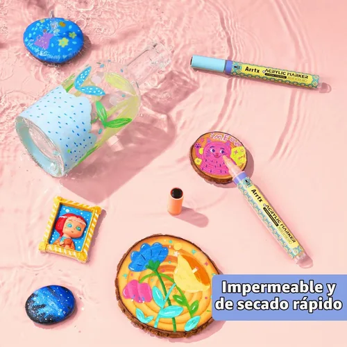 Vista 6 de Arrtx Bolígrafos de pintura acrílica de 48 colores, punta media de 0.118 in