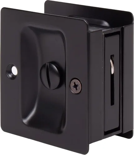 Vista 10 de Stone Harbor Hardware Cerradura de puerta de bolsillo cuadrado premium, función de privacidad, latón antiguo