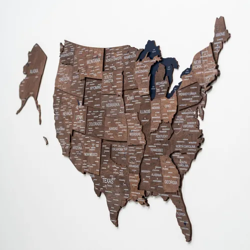 Vista 9 de Enjoy The Wood Wooden USA Mapa visitado Lugares visitados (pequeño, nogal oscuro)