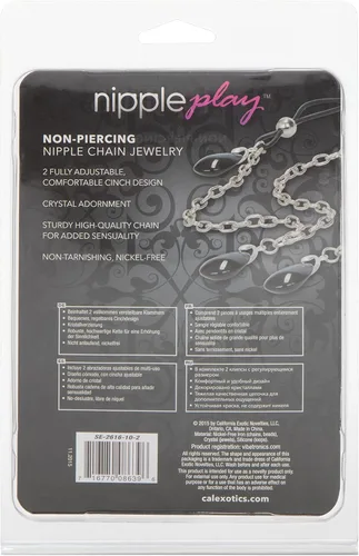 Vista 4 de CalExotics Novedades Nipple Play - Joyería de cadena sin perforación, ónix/negro