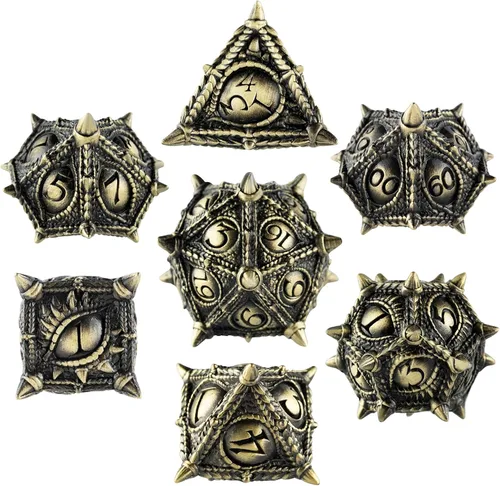 Vista 2 de Surpass DND Juego de Dados de Metal Ojo de Dragón Juego de Dados Poliédricos para Juegos de Rol con Caja D20 D12 D10 D% D8 D6 D4 para Pathfinder MTG