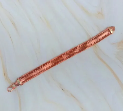Vista 4 de Pulsera de eslabones de cadena pesada sólida de cobre puro para hombres y mujeres