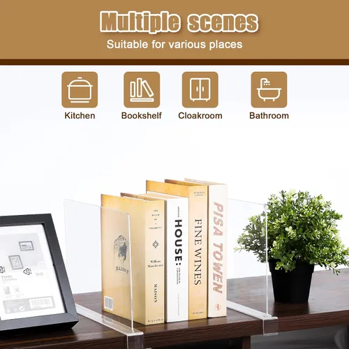 Vista 6 de xydstay Paquete de 6 Separadores de Estantes de Acrílico Transparente para Organización de Closet, Organizadores de Bolsos para Closet, Divisores