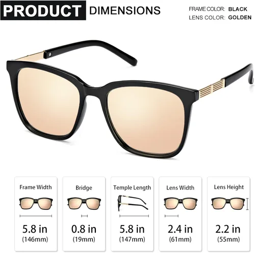 Vista 4 de SIPHEW Gafas de sol polarizadas para mujer gafas de sol espejadas gafas de gran tamaño de moda con protección UV400