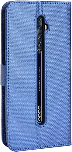 Vista 3 de Funda de piel sintética con tapa para Oppo Reno2 Z, para Oppo Reno2 F, funda con tapa de piel sintética, color azul