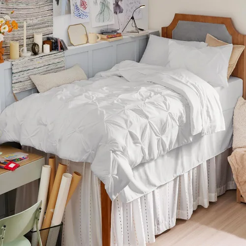 Vista 85 de Bedsure - Juego de edredón tamaño individual gris - Ropa de cama tamaño individual en una bolsa de 5 piezas, juego de cama Pintuck GentleSoft™