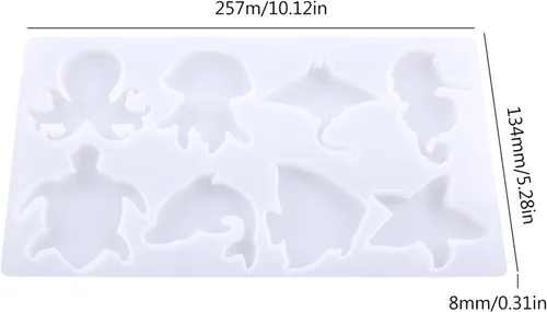 Vista 2 de Moldes de silicona de animales para resina epoxi, 8 cavidades lindos moldes de silicona en forma de animal para llavero colgante de joyería, fondant