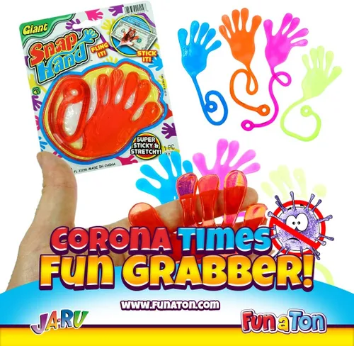 Vista 2 de JA-RU Juguete antiestrés súper elástico para manos adhesivas (1 paquete, 2 manos adhesivas) para niños y adultos. Bolsa de regalos de fiesta a