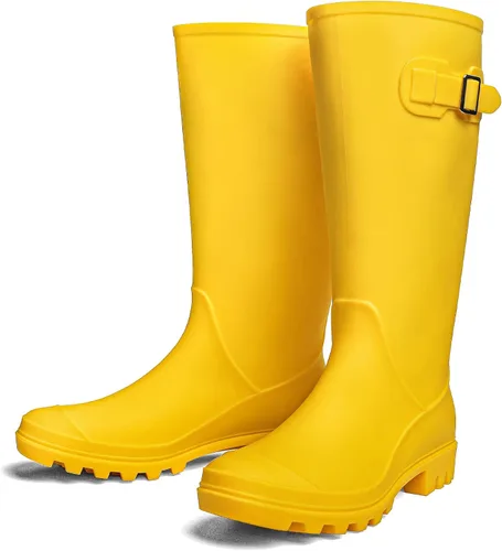 Vista 4 de DKSUKO Women's Tall Rain Boots Garden Boots Waterproof Wellington Rubber Boots