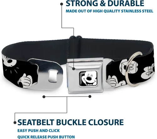 Vista 4 de Buckle-Down Collar de perro con hebilla de cinturón de seguridad, dálmatas para correr, patas, negro, gris, blanco, negro, 1 pulgada de ancho, se