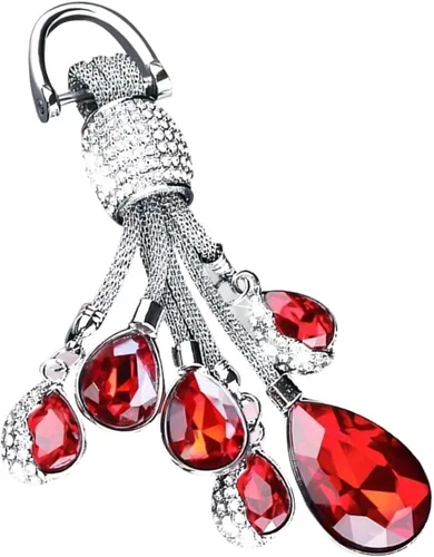Vista 2 de Xotic Tech - Llavero de aleación de cristal con forma de lágrima, rojo intenso, brillante, con diamantes