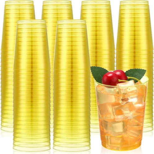 Vista 15 de Minatee 100 vasos de plástico desechables de lujo, vasos de cóctel de vino resistentes para graduaciones, bodas y fiestas de cumpleaños, vasos