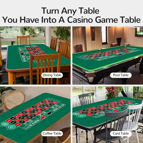 Vista 6 de Tapete de póquer con alfombrilla de póquer, cubierta de goma antideslizante para mesa de juego de ruleta, tapete de póquer con bolsa de transporte