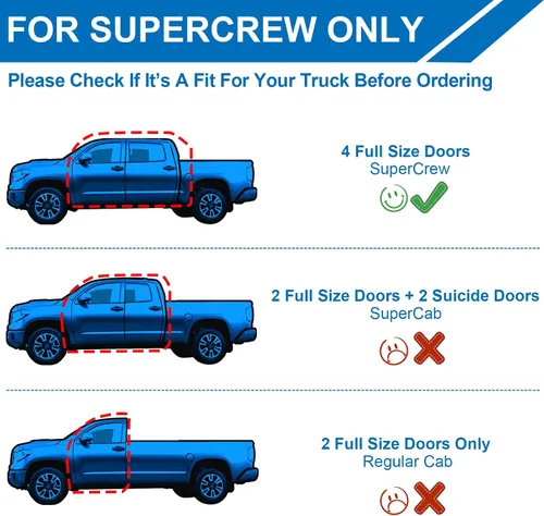 Vista 2 de Estribos Laterales de 6.3 Pulgadas Compatibles con Ford F150 F-150 SuperCrew Cab 2015-2023 Puertas de Tamaño Completo con 6 Soportes