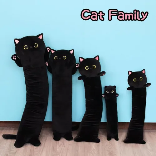Vista 5 de Almohada de felpa de gato de 22.5 pulgadas de largo, animal de peluche de gato largo, almohada gigante para abrazar para niños y adultos, peluche