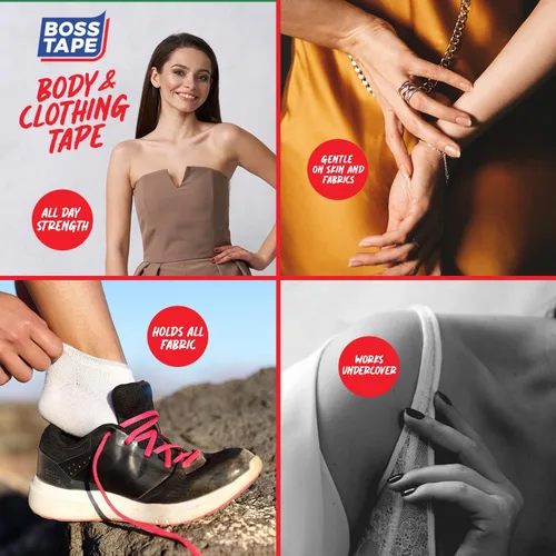 Vista 3 de Cinta de moda de doble cara, cinta adhesiva de tela y dobladillo, cinta transparente para mujeres, tira de ropa de doble pegado, cinta invisible