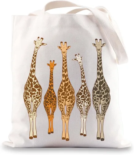 Vista 8 de G2TUP Bolsa de mano de jirafa amantes de la jirafa bolsa de comestibles reutilizable jirafa animal regalo de cumpleaños