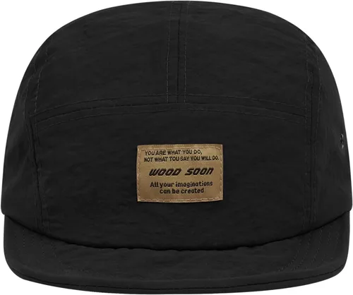 Vista 4 de CLAPE Gorra de béisbol de 5 paneles de camionero corto retro, gorra de béisbol informal con ala plana, gorra de árbitro para papá, gorra de sol