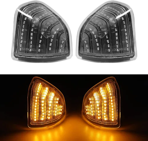Vista 7 de Espejo lateral LED intermitente, luz de retrovisor izquierdo y derecho, lente de cubierta transparente para 68302828AA 68302829AA compatible