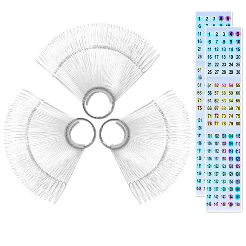 Vista 8 de 50 unidades de palos de muestras de uñas con calcomanías de números, para exhibición de color de uñas, puntas de aguja transparentes, con anillo